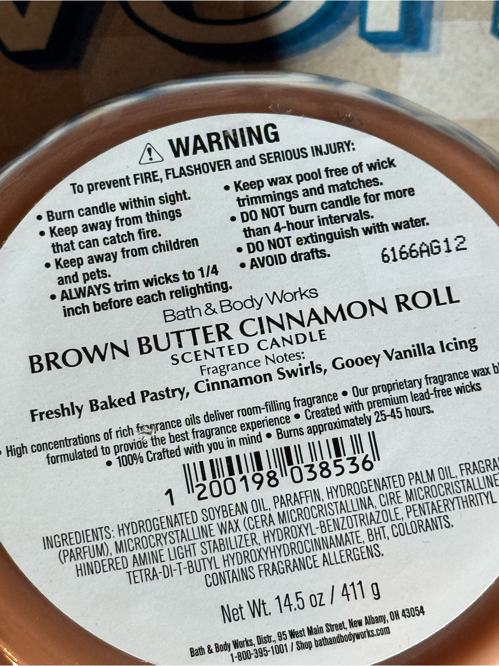 NEW B&BW Brown Butter Cinnamon Roll 3 wick candle - Picture 3 of 3